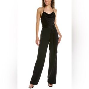 Alice + Olivia PRIMROSE DRAPED SATIN-CREPE HALTER JUMPSUIT